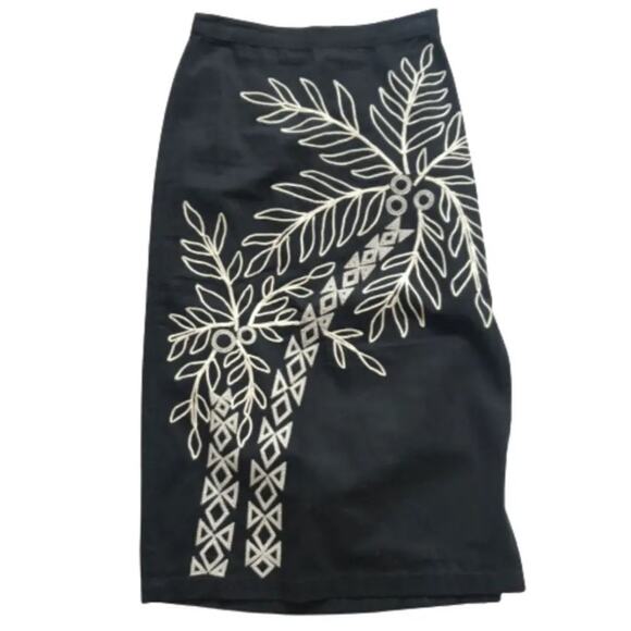 Anthropologie Maeve Embroidered Palm Tree Midi Skirt Size 6 New w/ Tag MSRP $98 - Picture 11 of 14